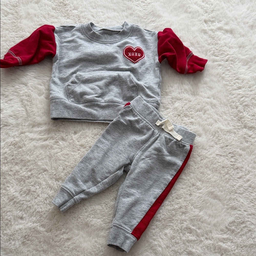 Carter's Gray and Red Kids Sweatshirt and Joggers Set